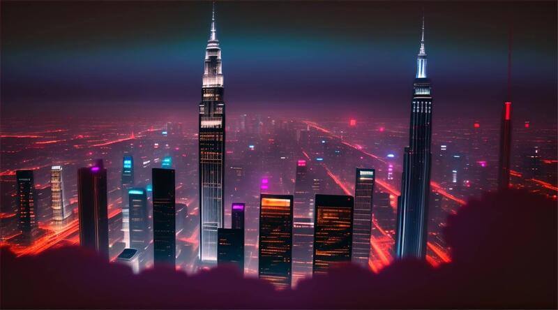 animated-fantasy-city-skyline-that-comes-alive-at-night-with-towering-skyscrapers-and-city-lights-it-showcases-bustling-cityscapes-and-stunning-architecture-free-video